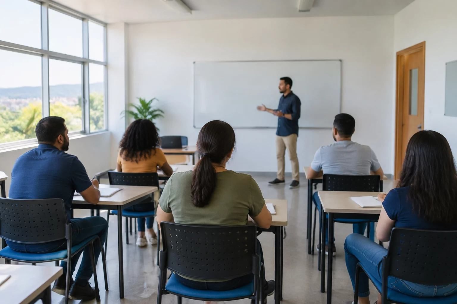 Professor comenta o exercício com os alunos