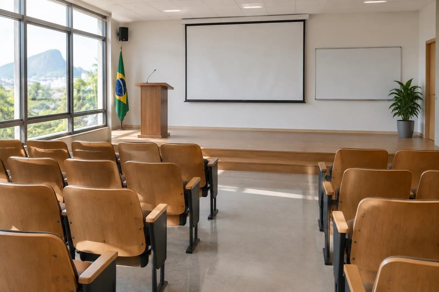 Cadeiras em roda na sala de aula da escola